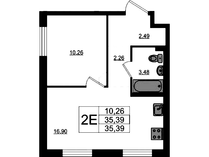 1-комнатная квартира 35.39 м², 1/17 эт., ЖК «Стороны Света 2»
